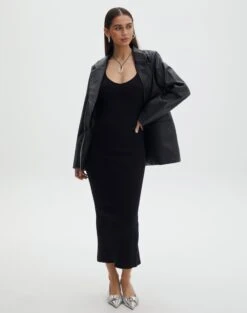 Ribbed Knit Tank -Glassons nia knit dress black front kd109815knt