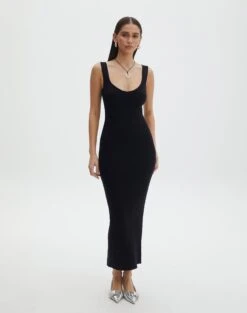 Scoop Neck Ribbed Knit Midi Dress 23 Scoop Neck Ribbed Knit Midi Dress -Glassons nia knit dress black full kd109815knt