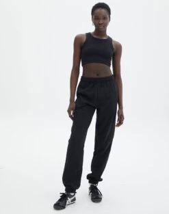 Satin Zip Pocket Cargo Pants -Glassons o edie sweat pant black front pw88374ocot 1