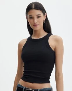 Oversized Cord Long Sleeve Shirt -Glassons o frank longline tank black front tv115122orib 1