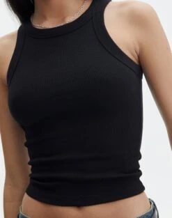Crew Neck Longline Tank -Glassons o frank longline tank black imageback tv115122orib