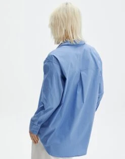 Oversized Cotton Shirt -Glassons ollie poplin oversized shirt cowboy blues back bl48432pop