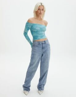 Ruched Print Mesh Off The Shoulder Top 28 Ruched Print Mesh Off The Shoulder Top -Glassons oreo off the shoulder top aqua tie dye full tl124256rprt