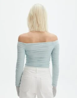 Ruched Mesh Off The Shoulder Top -Glassons oreo off the shoulder top mist me back tl124256rmsh