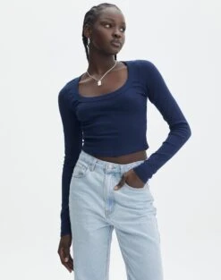 High Rise Denim Maxi Skirt 37 High Rise Denim Maxi Skirt -Glassons p wylie wide rib scoop naughtical front tl53892prib 2