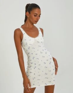 Velour Mesh Lace Trim Mini Dress -Glassons paige pointelle mini dress orchid roses front ds83829cot 2