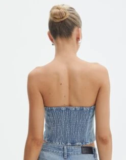 Denim Panelled Strapless Corset -Glassons pancake panelled corset riley vintage wash back bv132499rdnm