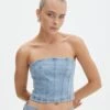 Denim Panelled Strapless Corset -Glassons pancake panelled corset riley vintage wash front bv132499rdnm