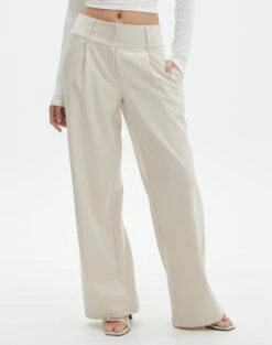 Double Button Tailored Pant -Glassons penny button suit pant what the shell full pw91835pln