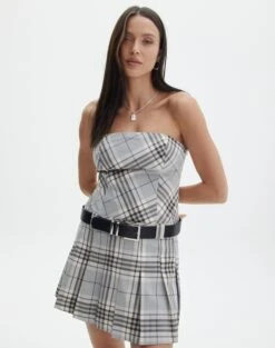 Print Cowl Neck Maxi Dress -Glassons pia pleat dress lunar check front ds113001prt 1