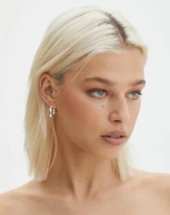 Print Maxi Slip Skirt -Glassons plated tasha thick huggie hoops silver front je101457ear 2