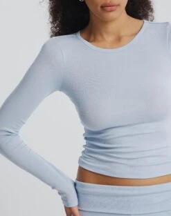 Luxe Lounge Modal Ribbed Long Sleeve Top 29 Luxe Lounge Modal Ribbed Long Sleeve Top -Glassons pop basic longsleeve blue melody imageback tl93055mod