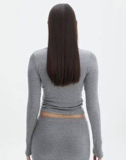 Luxe Lounge Modal Ribbed Long Sleeve Top 23 Luxe Lounge Modal Ribbed Long Sleeve Top -Glassons pop basic longsleeve heather marle back tl93055mod