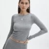 Luxe Lounge Modal Ribbed Long Sleeve Top -Glassons pop basic longsleeve heather marle front tl93055mod