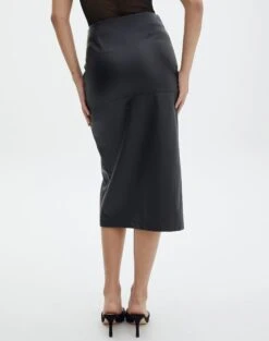 Faux Leather Side Split Zip Midi Skirt -Glassons preston pu moto midi skirt black back sl109365pu