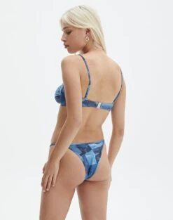 Printed Ruched Balconette Bikini Top -Glassons r aiden adjustable high cut bikini briefs denim patches front ga54030rdnp 5