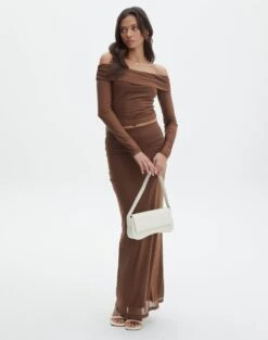 Ribbed Knit Maxi Skirt -Glassons r co drey maxi skirt deep umber front sl52001rmes