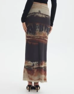 Print Mesh Maxi Skirt -Glassons r co drey mesh maxi skirt sandy tie dye back sl52001rprt