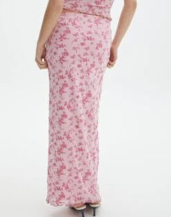 Floral Mesh Lettuce Trim Midi Skirt 18 Floral Mesh Lettuce Trim Midi Skirt -Glassons r co sabrina burnout mesh maxi baby doll burnout back sl53303rbo