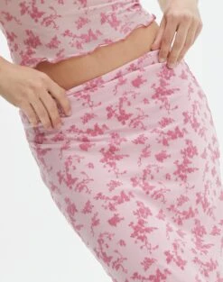 Floral Mesh Lettuce Trim Midi Skirt 19 Floral Mesh Lettuce Trim Midi Skirt -Glassons r co sabrina burnout mesh maxi baby doll burnout imageback sl53303rbo