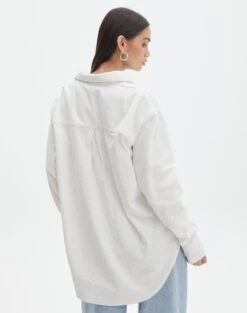 Oversized Cord Long Sleeve Shirt -Glassons r curt cord shirt milk back bl100483rcor