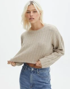 Foldover Off Shoulder Long Sleeve Top -Glassons r egypt wide rib cropped knit on the rocks front kl97635raus