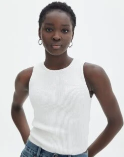 Rib Knit Tank -Glassons r guy cropped knit white front kv55139rrib