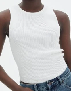 Rib Knit Tank -Glassons r guy cropped knit white imageback kv55139rrib