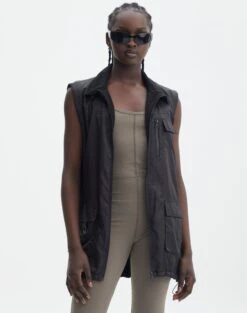 Tailored Oversized Vest -Glassons r johnny puffer vest black front vs91567rpln