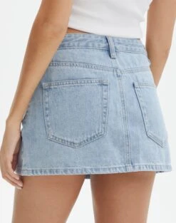 Low Rise Denim Mini Skirt -Glassons r leni low rise hemmed mini skirt bluebird vintage back ss55069rden