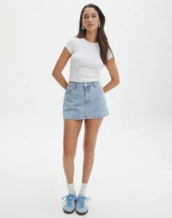 Zip Detailed Crop Tee -Glassons r leni low rise hemmed mini skirt bluebird vintage front ss55069rden 1