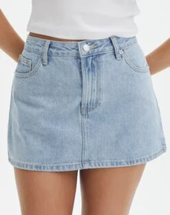Low Rise Denim Mini Skirt -Glassons r leni low rise hemmed mini skirt bluebird vintage full ss55069rden
