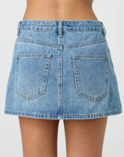 Low Rise Denim Mini Skirt -Glassons r leni low rise hemmed mini skirt riley vintage wash back ss55069rden