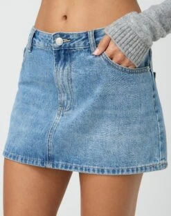 Low Rise Denim Mini Skirt -Glassons r leni low rise hemmed mini skirt riley vintage wash imageback ss55069rden