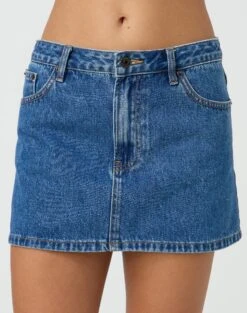 Glassons 35 Glassons -Glassons r leni low rise hemmed mini skirt suzy mid wash full ss55069rden