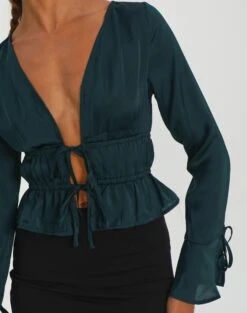 Split Tie Front Blouse -Glassons r leo longsleeve ivy league imageback bl102025rwas