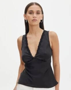 Cotton Mini Cargo Skirt -Glassons r lola lace trim cami black front bv119674rsat 1