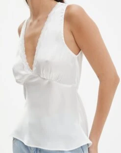 Lace Trim Satin Cami -Glassons r lola lace trim cami milk imageback bv119674rsat