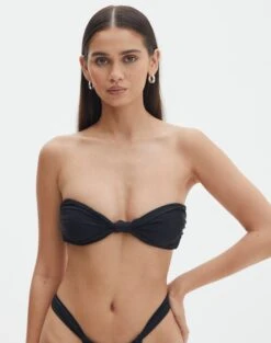 Strappy Ruched Bikini Bottom -Glassons r nello knot front bandeau top black front ga55566rpln 2