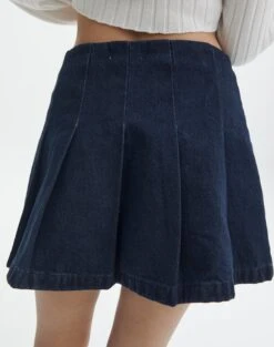 Denim Mini Pleat Buckle Skirt -Glassons r polly pleat buckle skirt last rodeo indigo back ss123550rdnm