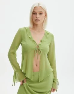 Split Tie Front Blouse -Glassons r riley ruffle blouse wassa bae front bl64192rchi
