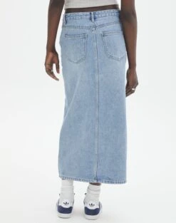 Denim Midi Front Split Skirt -Glassons r rita denim midi hemmed skirt riley vintage wash back sl55242rden