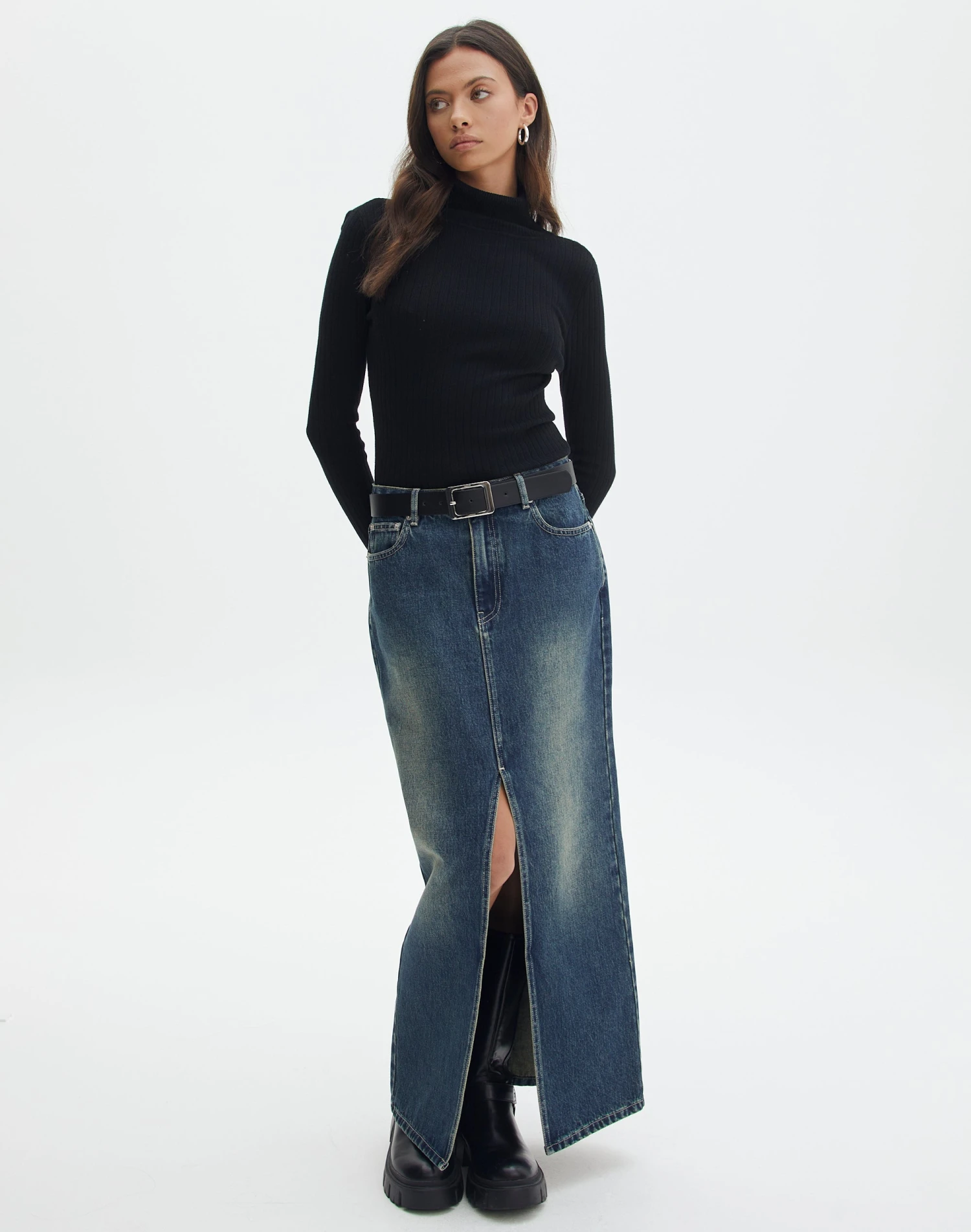 Split Front Denim Midi Skirt 9 Split Front Denim Midi Skirt - Image 7