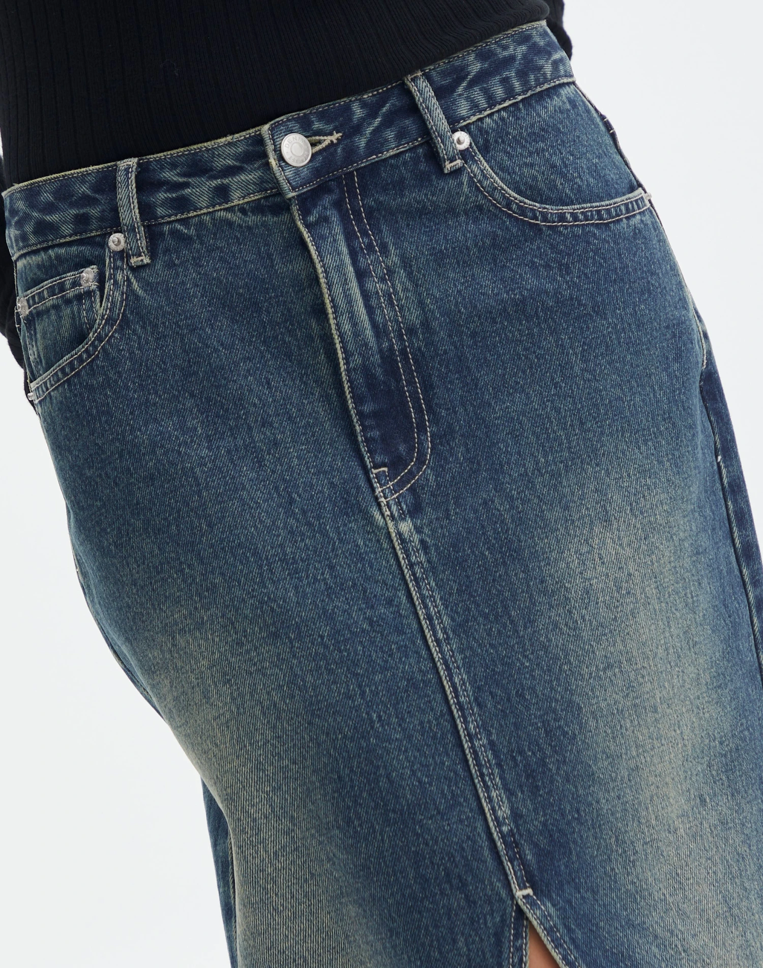 Split Front Denim Midi Skirt 12 Split Front Denim Midi Skirt - Image 10