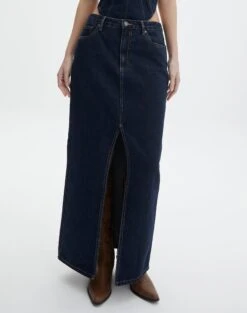 Split Front Denim Midi Skirt 39 Split Front Denim Midi Skirt -Glassons r roah denim maxi skirt last rodeo indigo full sl118486rdnm