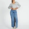 Split Front Denim Midi Skirt -Glassons r roah denim maxi skirt riley vintage wash front sl118486rdnm 2