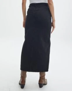 Split Front Denim Midi Skirt 35 Split Front Denim Midi Skirt -Glassons r roah denim maxi skirt washed black back sl118486rdnm