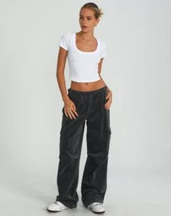 Mid Rise Cord Cargo Pant -Glassons r saffie mid rise cargo pant shadow dancer full pw78180rcor