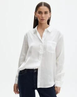 High Waist Relaxed Tailored Pant -Glassons r scout satin shirt milk front bl106816rsat 3