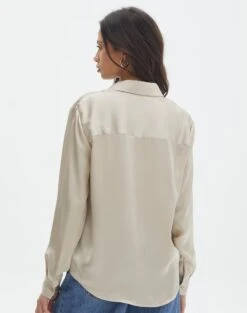 Pocket Satin Long Sleeve Shirt -Glassons r scout satin shirt what the shell back bl106816rsat